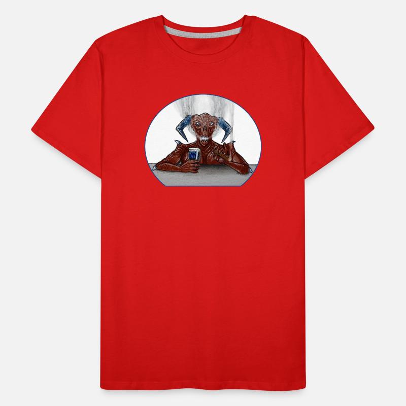 Dämon auf der Terrasse mit Bier und Zigarre Männer Premium Bio T-Shirt