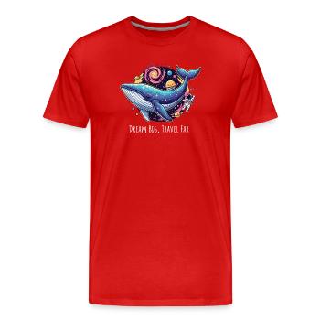 Whale Space Galaxy Rêve Grand Voyage Loin - T-shirt bio Premium Homme - rouge - Devant - Damien (186cm)