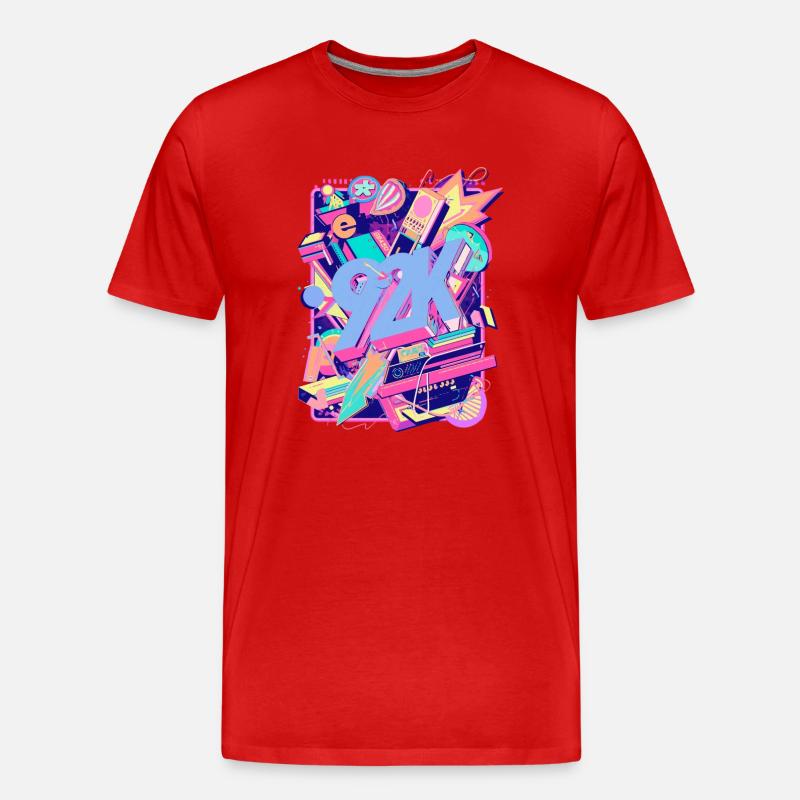 Neon 90er Retro Teaser Y2K - Männer Premium Bio T-Shirt - Rot
