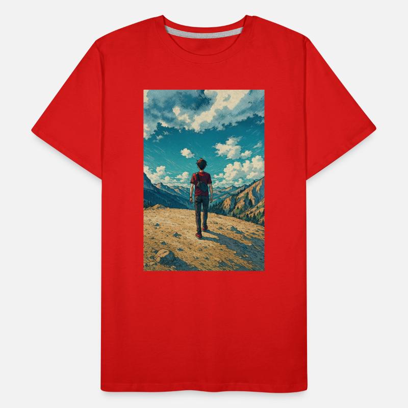 Bergentdecker auf Blue Sky Landscape Männer Premium Bio T-Shirt