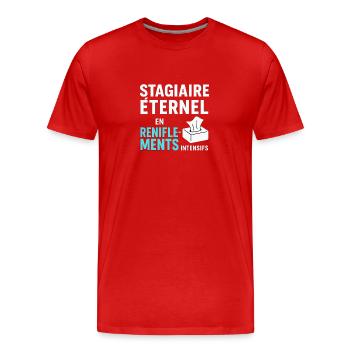 Ewiger Auszubildender im intensiven Schnüffeln - Männer Premium Bio T-Shirt - Rot - Vorne - Damien (186cm)