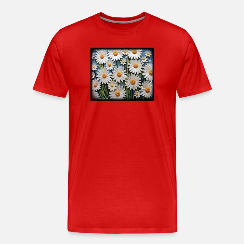 Blumenmuster Gänseblümchen Garten Hobby Design - Männer Premium Bio T-Shirt - Rot