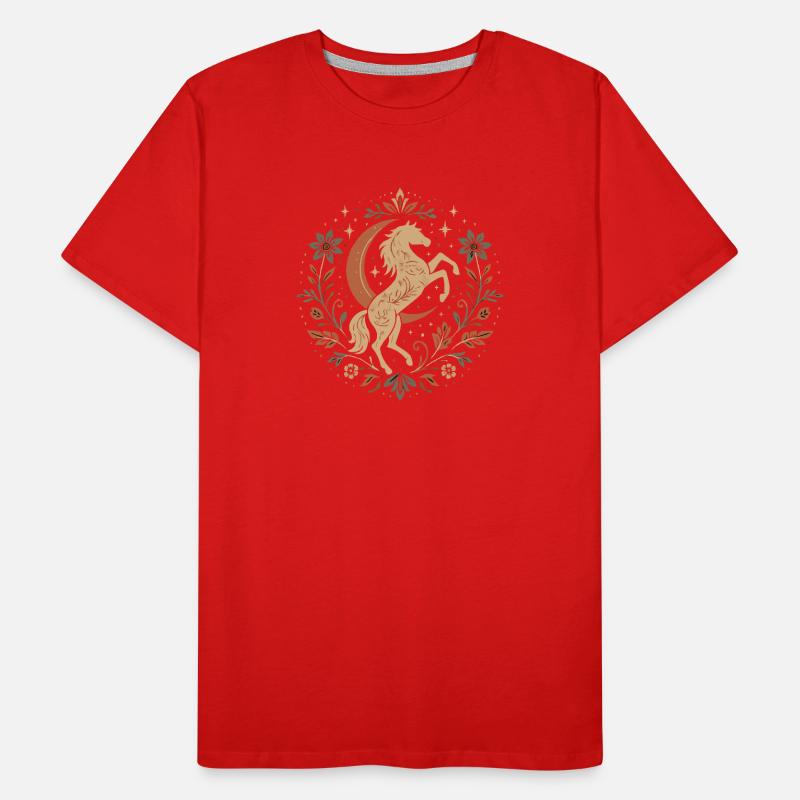 Elegantes Pferd mit Mond und Blättern Männer Premium Bio T-Shirt