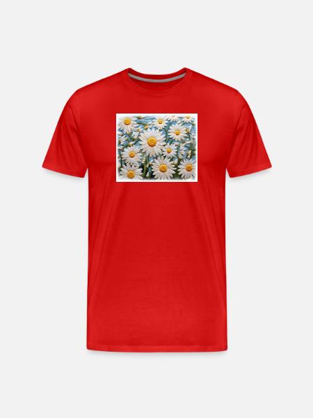 Daisy Garden Hobby Embroidery Design - Men's Premium Organic T-Shirt - red