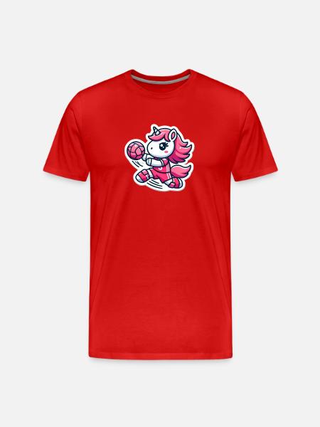 Einhorn Handball im Neonpink - Männer Premium Bio T-Shirt - Rot