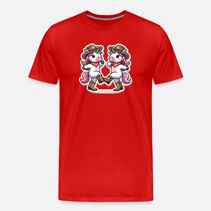 Einhorn mit Cowboy-Hut - Männer Premium Bio T-Shirt - Rot
