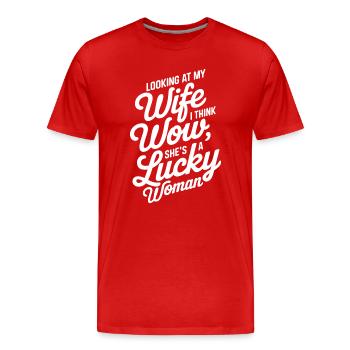 Humoristique épouse appréciation citation design - T-shirt bio Premium Homme - rouge - Devant - Damien (186cm)