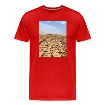 Sable désertique et traces de véhicules - T-shirt bio Premium Homme - rouge - Devant - Damien (186cm)