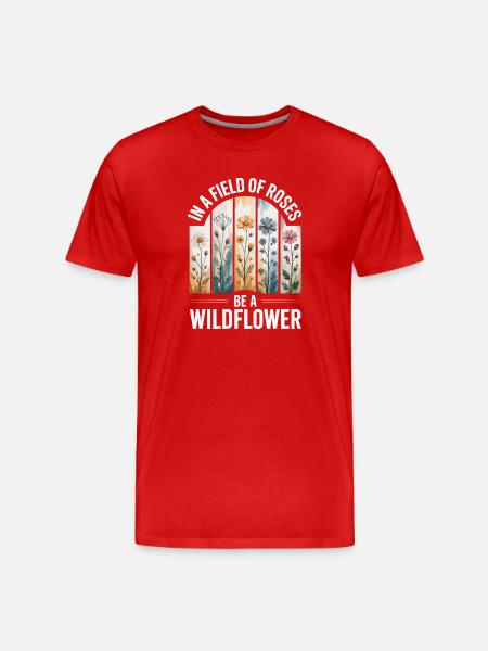 Wildblumen im Feld - Männer Premium Bio T-Shirt - Rot