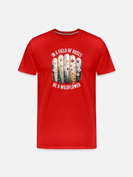Wildflower Pattern Flowers - Men's Premium Organic T-Shirt - red