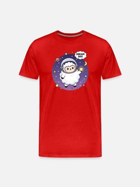 Cute Sheep Astronaut with Dream Cult - Men's Premium Organic T-Shirt - red