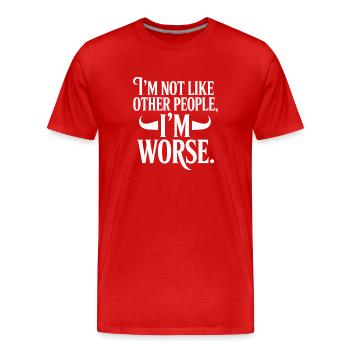 Je ne suis pas comme les autres, je suis pire Frech Gothic - T-shirt bio Premium Homme - rouge - Devant - Damien (186cm)