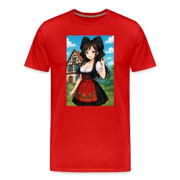 Fille Alsacienne en costume traditionnel Alsace - T-shirt bio Premium Homme - rouge - Devant - Damien (186cm)