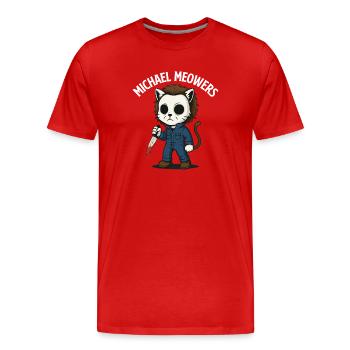 Michael Meowers Parodie effrayante de chat d’Halloween - T-shirt bio Premium Homme - rouge - Devant - Damien (186cm)