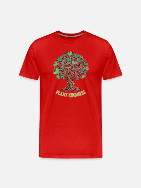 Plant Kindness Baum mit Herzblättern - Männer Premium Bio T-Shirt - Rot