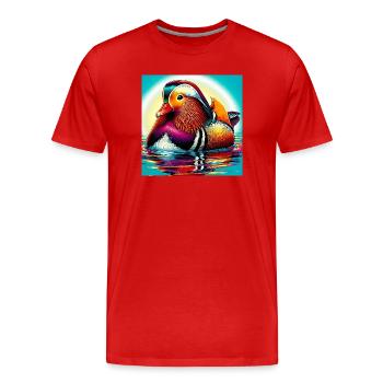 Canard mandarin - T-shirt bio Premium Homme - rouge - Devant - Damien (186cm)