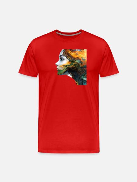 Fluid Art Face Motif - Men's Premium Organic T-Shirt - red