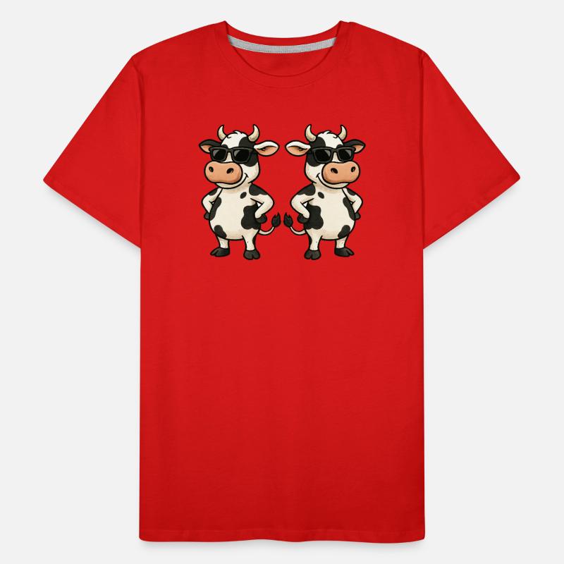 Vache avec lunettes de soleil et breloque T-shirt bio Premium Homme
