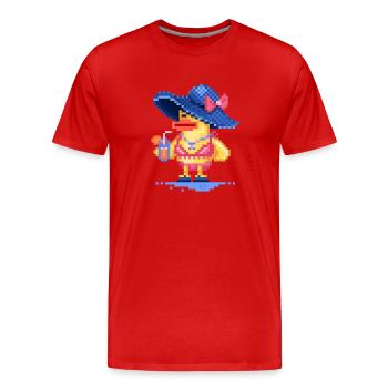Pixel art Canard sur la plage en maillot de bain - T-shirt bio Premium Homme - rouge - Devant - Damien (186cm)
