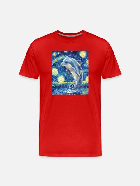 Delfin Van Gogh Style Starry - Men's Premium Organic T-Shirt - red