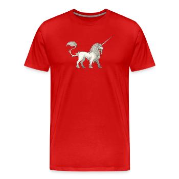 unicorn - Men's Premium Organic T-Shirt - red - Front - Damien (186cm)