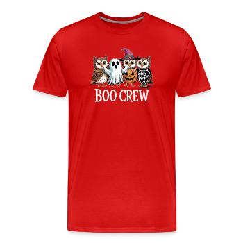 Boo Crew Eulen Geist Kürbis Hexe Skelett Halloween - Männer Premium Bio T-Shirt - Rot - Vorne - Damien (186cm)