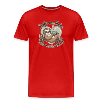 Café et paix et tranquillité, je n’ai pas besoin de plus - T-shirt bio Premium Homme - rouge - Devant - Damien (186cm)