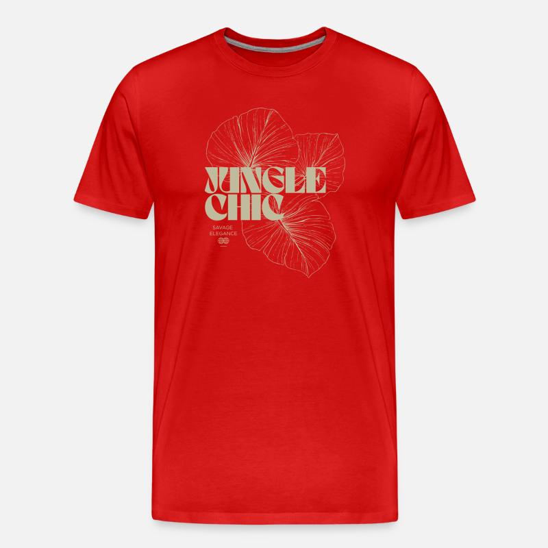 Tropisches Monstera Blatt Muster Design - Männer Premium Bio T-Shirt - Rot