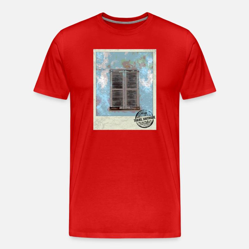 Verwitterte Fenster im Südstil - Männer Premium Bio T-Shirt - Rot