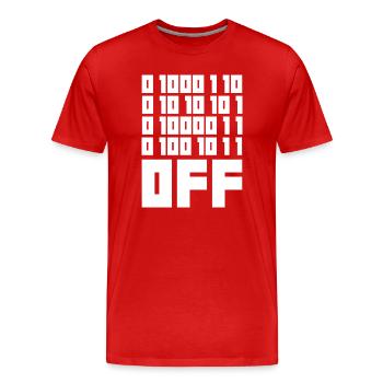 Binary Code F**k OFF – Nerd Humor & Geek Code - Men's Premium Organic T-Shirt - red - Front - Damien (186cm)