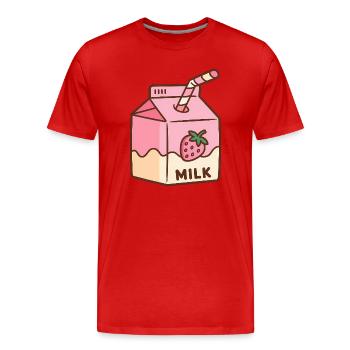 Strawberry Milk Carton - Men's Premium Organic T-Shirt - red - Front - Damien (186cm)