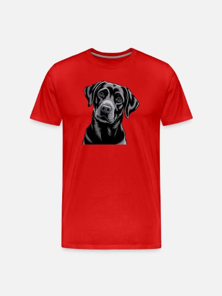 Black Labrador Portrait - Men's Premium Organic T-Shirt - red