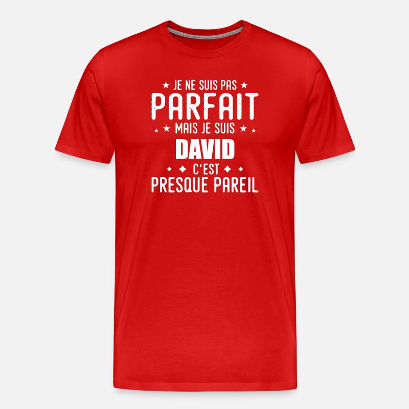 David : authentique, imparfait, top, perfection - T-shirt bio Premium Homme - rouge