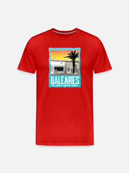 Balearic Islands Sunset Silhouette - Men's Premium Organic T-Shirt - red