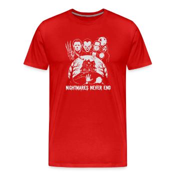 Albträume enden nie Ende Horror Illustration - Männer Premium Bio T-Shirt - Rot - Vorne - Damien (186cm)