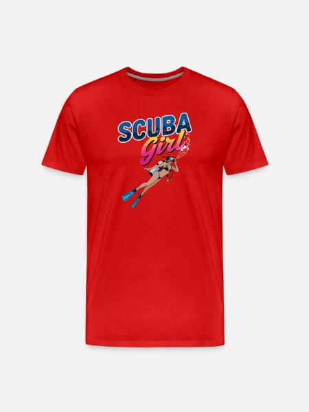 Scuba Girl Diving Design - Men's Premium Organic T-Shirt - red