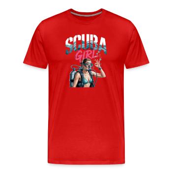 Scuba Girl Taucherin Design - Männer Premium Bio T-Shirt - Rot - Vorne - Damien (186cm)