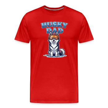 Husky Dad Design - in the snow with ski goggles - Men's Premium Organic T-Shirt - red - Front - Damien (186cm)