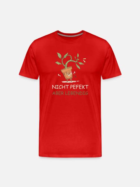 Lebendige Topfpflanze mit Witz - Männer Premium Bio T-Shirt - Rot