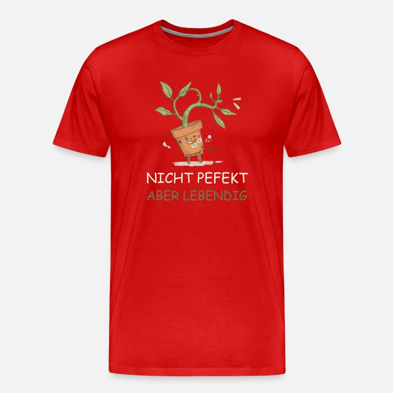 Lebendige Topfpflanze mit Witz - Männer Premium Bio T-Shirt - Rot