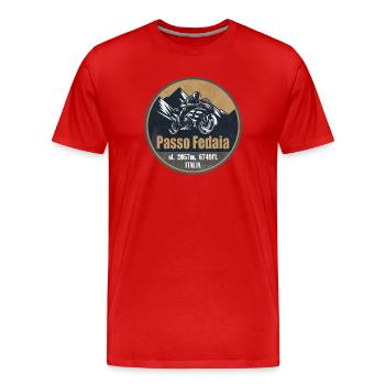 Passo Fedaia Italie Dolomites Itinéraire Moto - T-shirt bio Premium Homme - rouge - Devant - Damien (186cm)