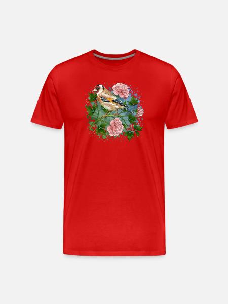 Bunter Vogel - Männer Premium Bio T-Shirt - Rot
