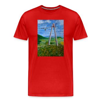 Reflections on Rural Power Lines - Men's Premium Organic T-Shirt - red - Front - Damien (186cm)