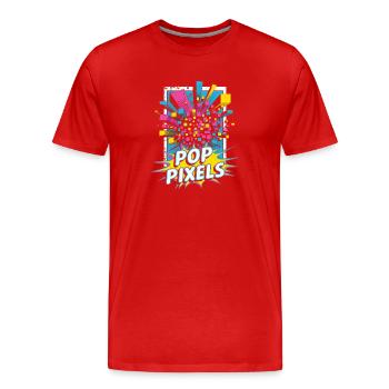 Pop Pixels Pop Culture Retro Video Game - Men's Premium Organic T-Shirt - red - Front - Damien (186cm)
