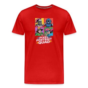 Pixel Portrait Quad Pop Culture Rétro Jeu vidéo - T-shirt bio Premium Homme - rouge - Devant - Damien (186cm)
