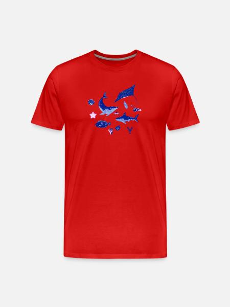 von Meerestieren - Männer Premium Bio T-Shirt - Rot
