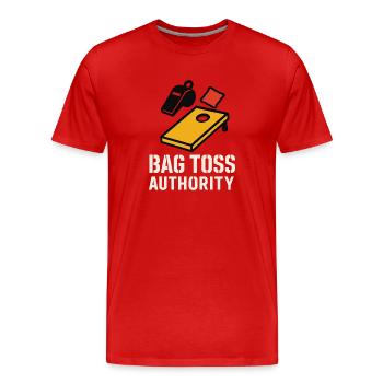 Cornhole Arbitre Arbitre officiel - T-shirt bio Premium Homme - rouge - Devant - Damien (186cm)