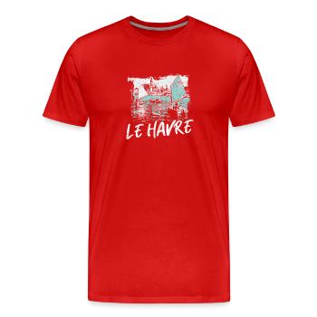 Le Havre Port et Voiles Écume - T-shirt bio Premium Homme - rouge - Devant - Damien (186cm)