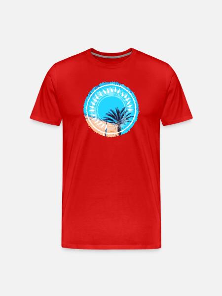 Paysage de plage tropicale - T-shirt bio Premium Homme - rouge