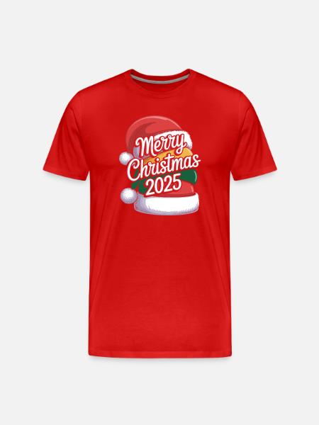 Christbaumhut mit Weihnachtsgruß 2025 - Männer Premium Bio T-Shirt - Rot